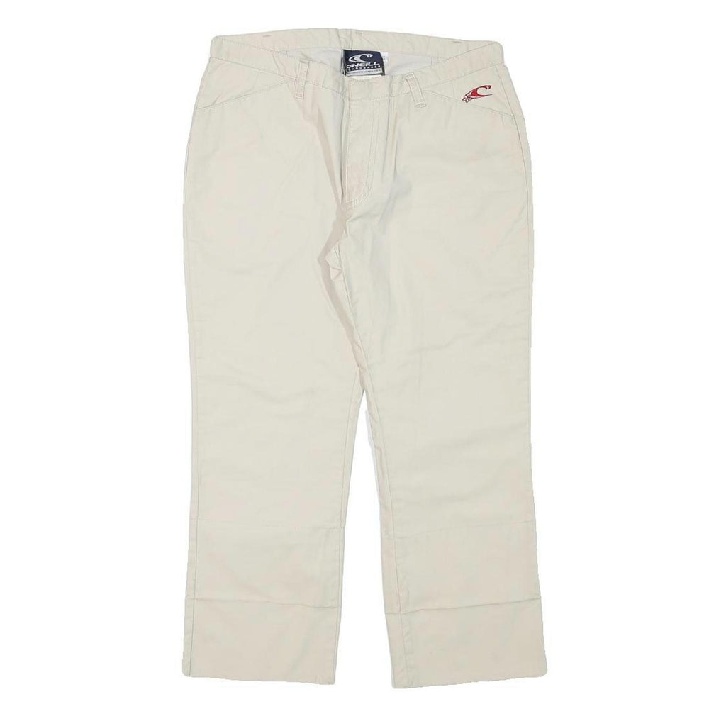 O'NEILL Womens Cotton Blend Regular Beige Trousers W28 L22 Zip Closure Straight