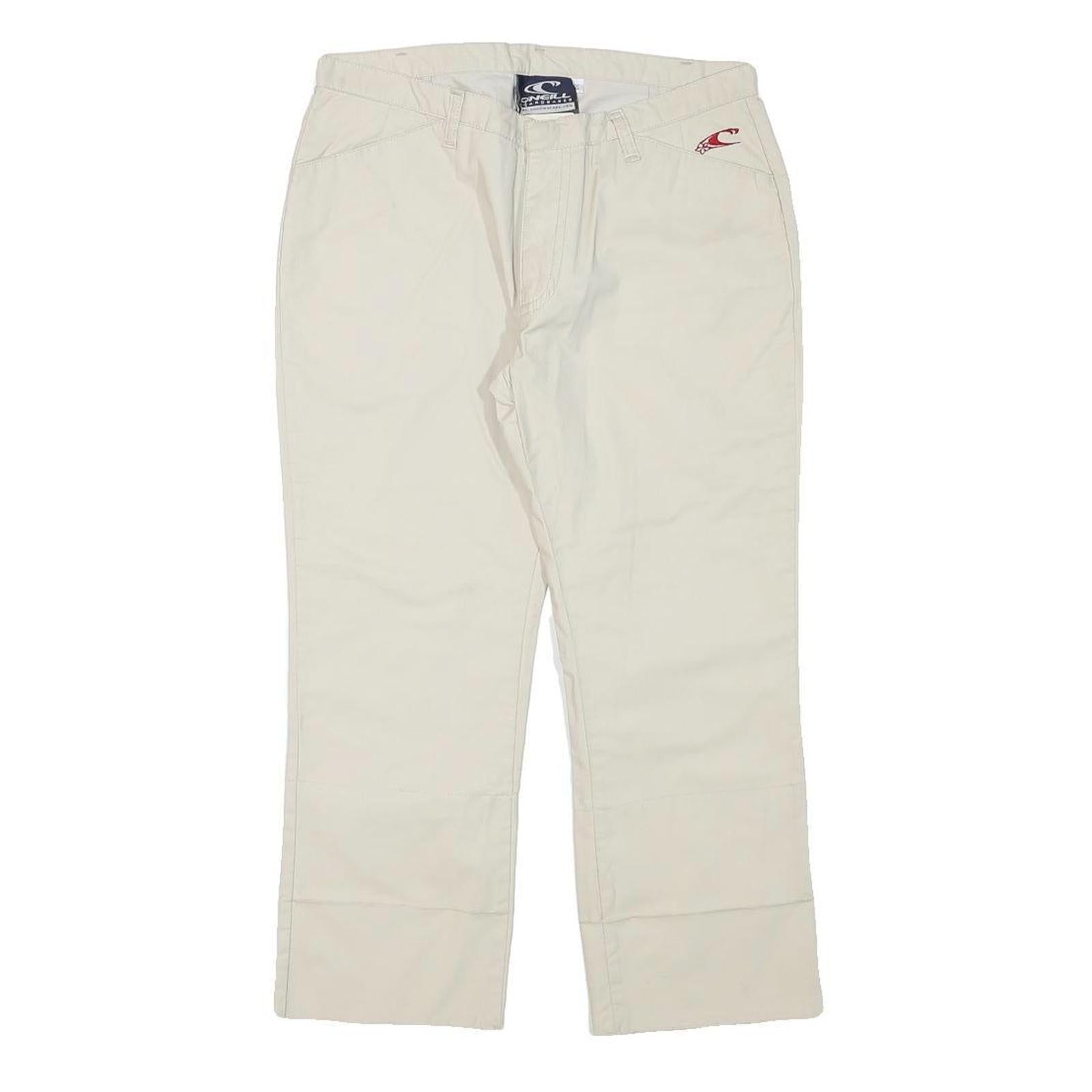 O'NEILL Womens Cotton Blend Regular Beige Trousers W28 L22 Zip Closure Straight