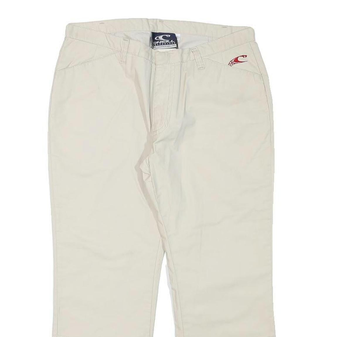 O'NEILL Womens Cotton Blend Regular Beige Trousers W28 L22 Zip Closure Straight