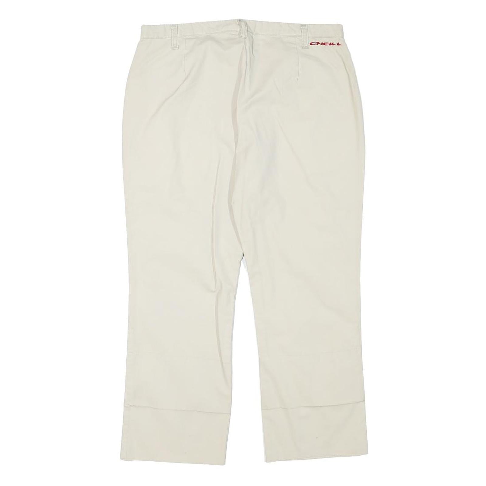 O'NEILL Womens Cotton Blend Regular Beige Trousers W28 L22 Zip Closure Straight