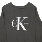 CALVIN KLEIN JEANS Mens Black Cotton Blend Crew Neck XS Logo Print Sweatshirt