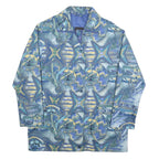 FUCHS & SCHMITT Womens Blue Button Jacket L Polyester Blend Abstract Print