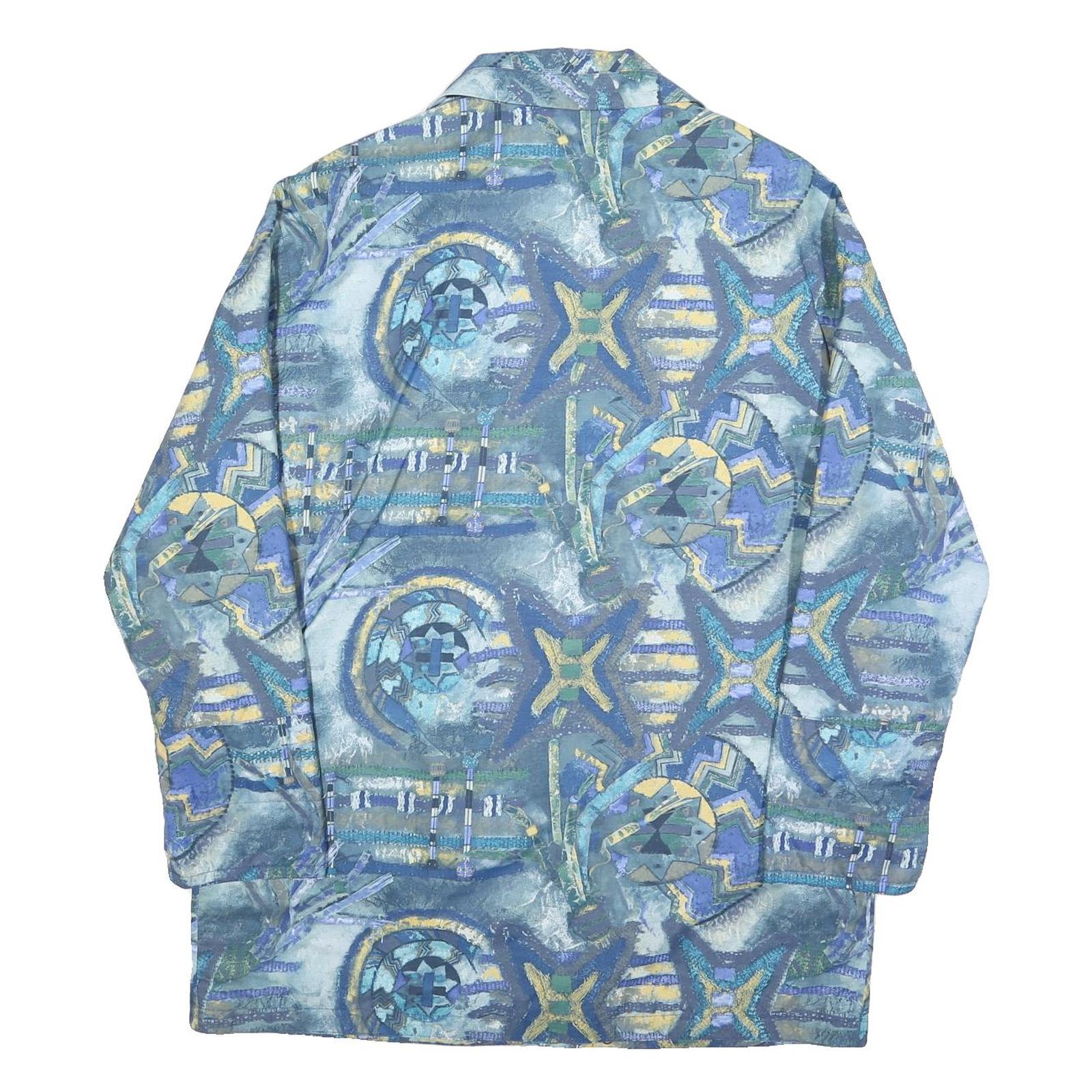 FUCHS & SCHMITT Womens Blue Button Jacket L Polyester Blend Abstract Print