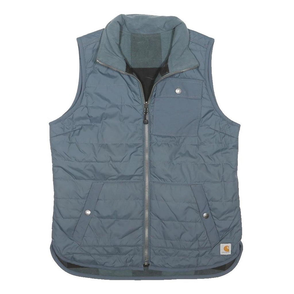 CARHARTT Womens Grey Blue Quilted Sleeveless Jacket M Polyester Blend Zip