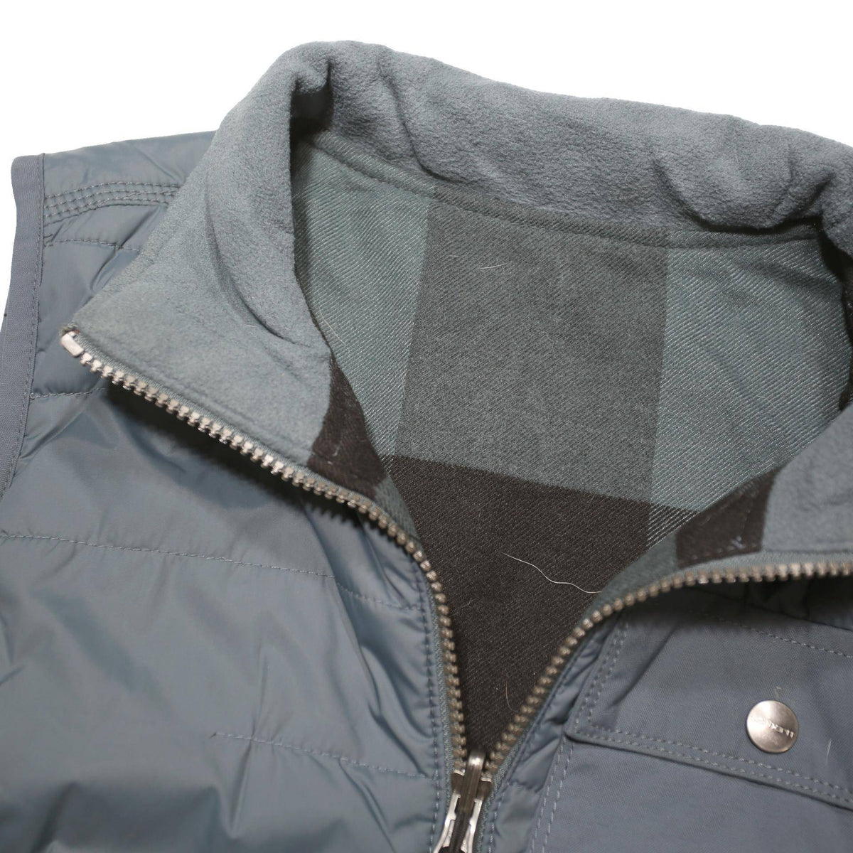 CARHARTT Womens Grey Blue Quilted Sleeveless Jacket M Polyester Blend Zip