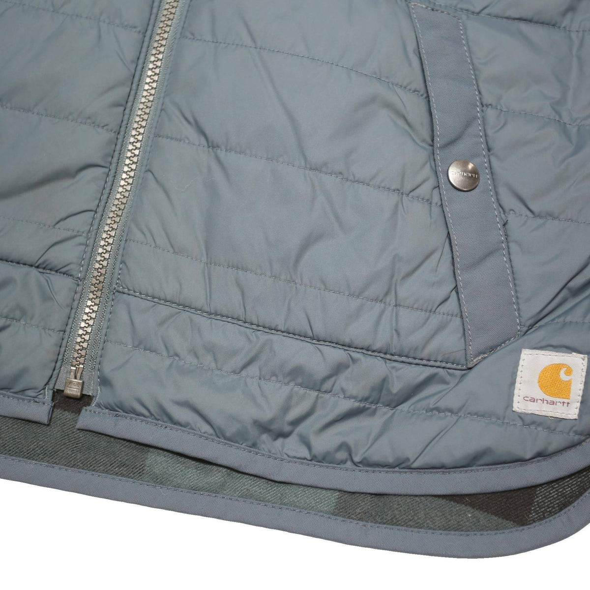 CARHARTT Womens Grey Blue Quilted Sleeveless Jacket M Polyester Blend Zip