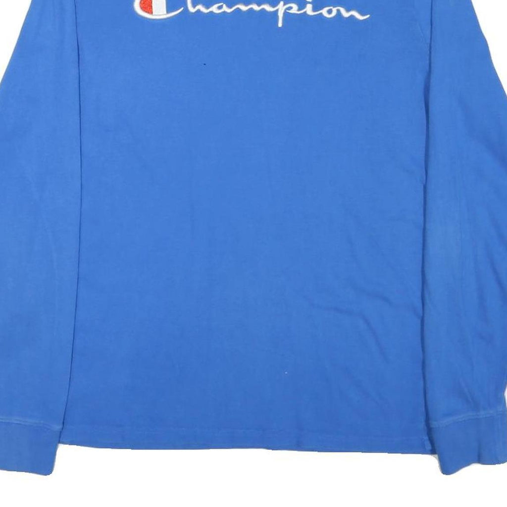 CHAMPION Mens Blue Long Sleeve Crew Neck Logo Embroidered T-Shirt M