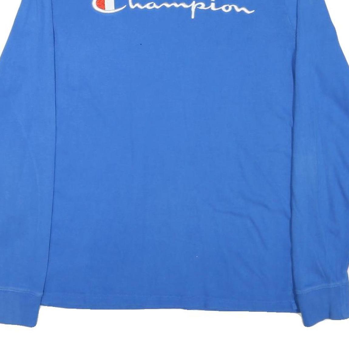 CHAMPION Mens Blue Long Sleeve Crew Neck Logo Embroidered T-Shirt M
