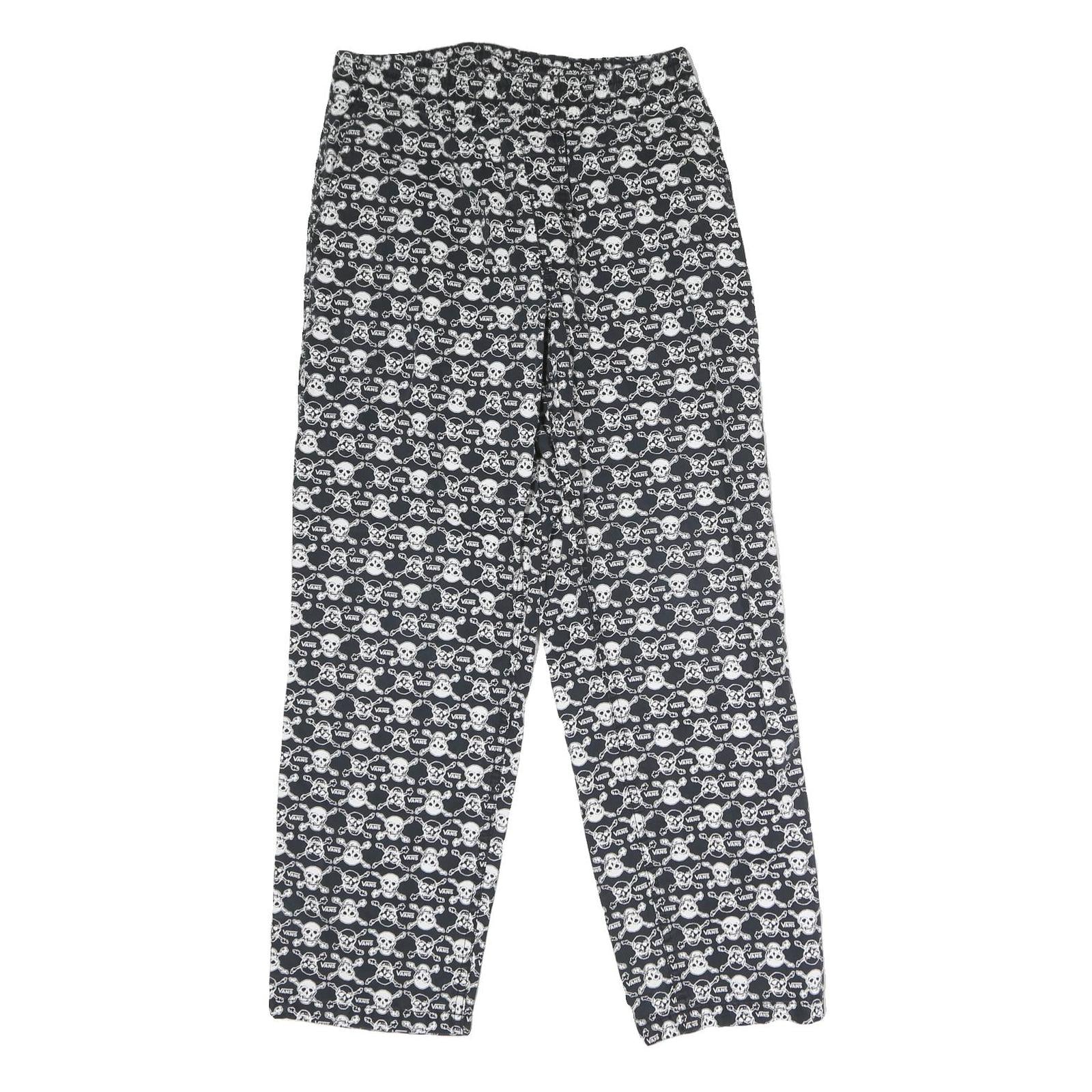 VANS Womens Cotton Blend Black & White Skull Logo Regular Fit Straight Trousers