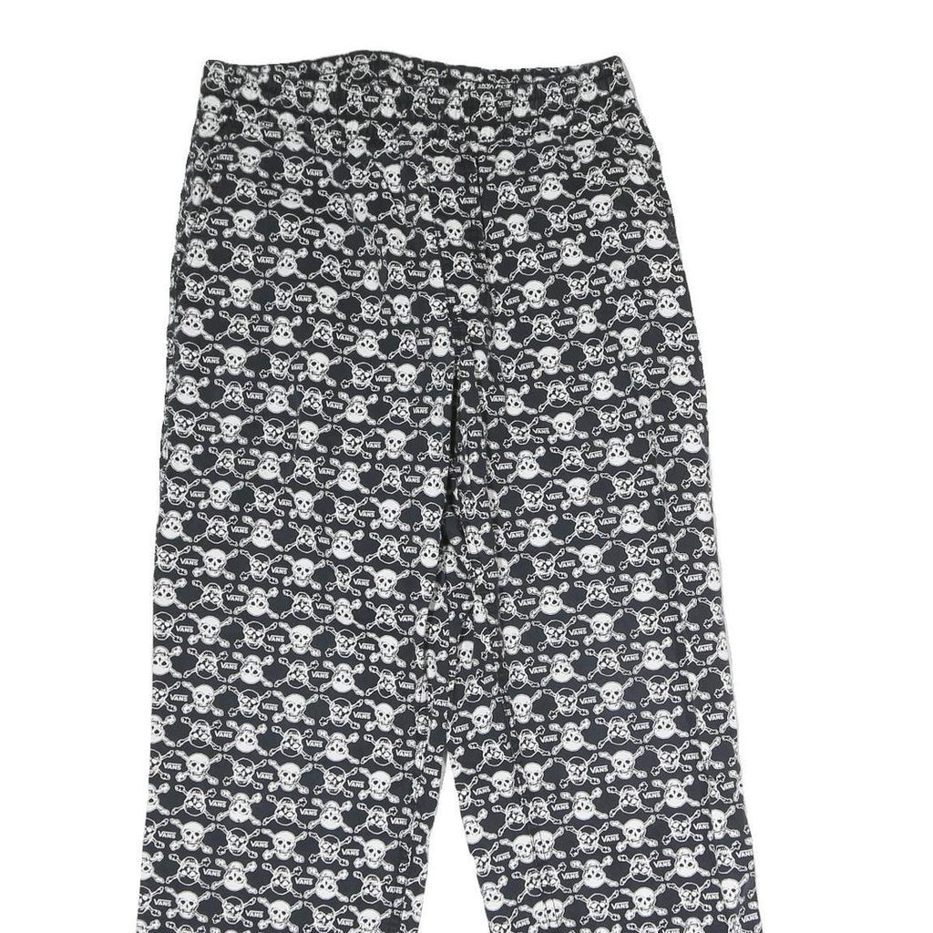 VANS Womens Cotton Blend Black & White Skull Logo Regular Fit Straight Trousers