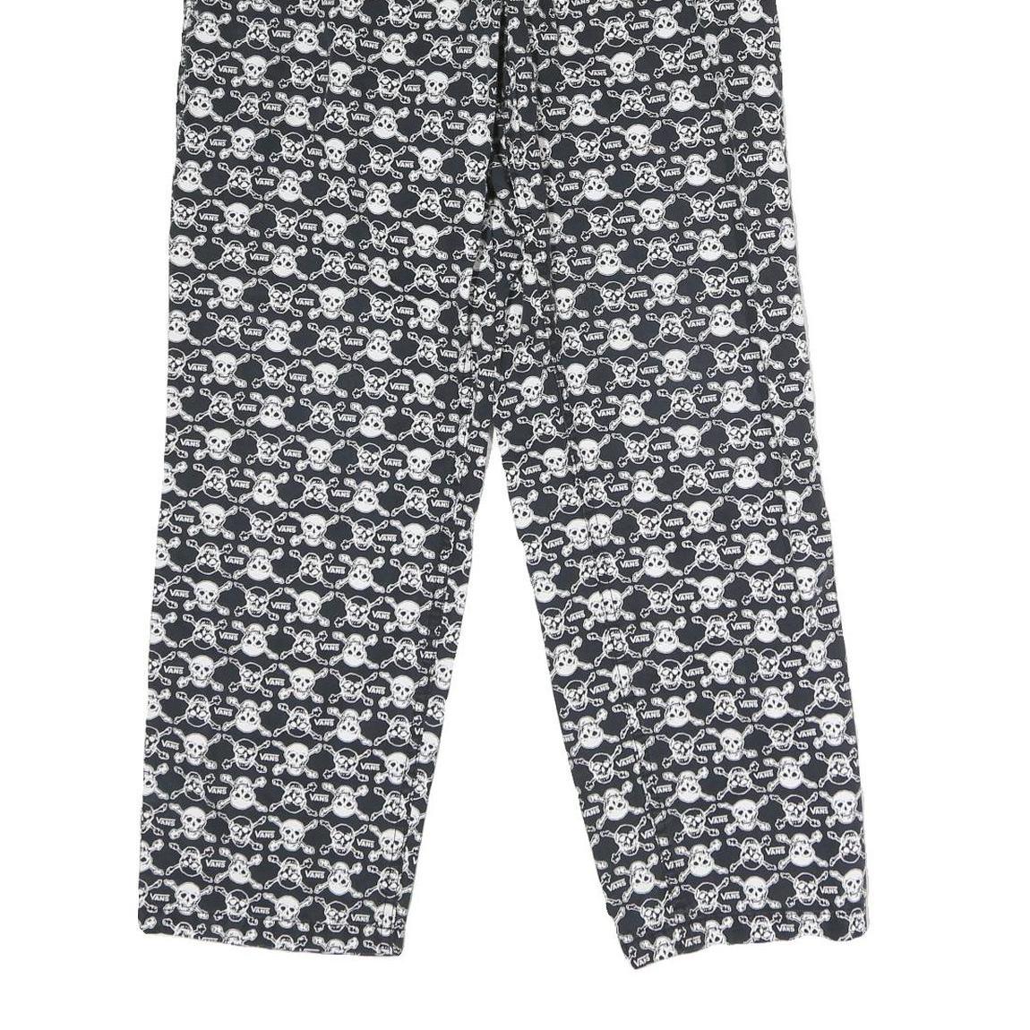 VANS Womens Cotton Blend Black & White Skull Logo Regular Fit Straight Trousers