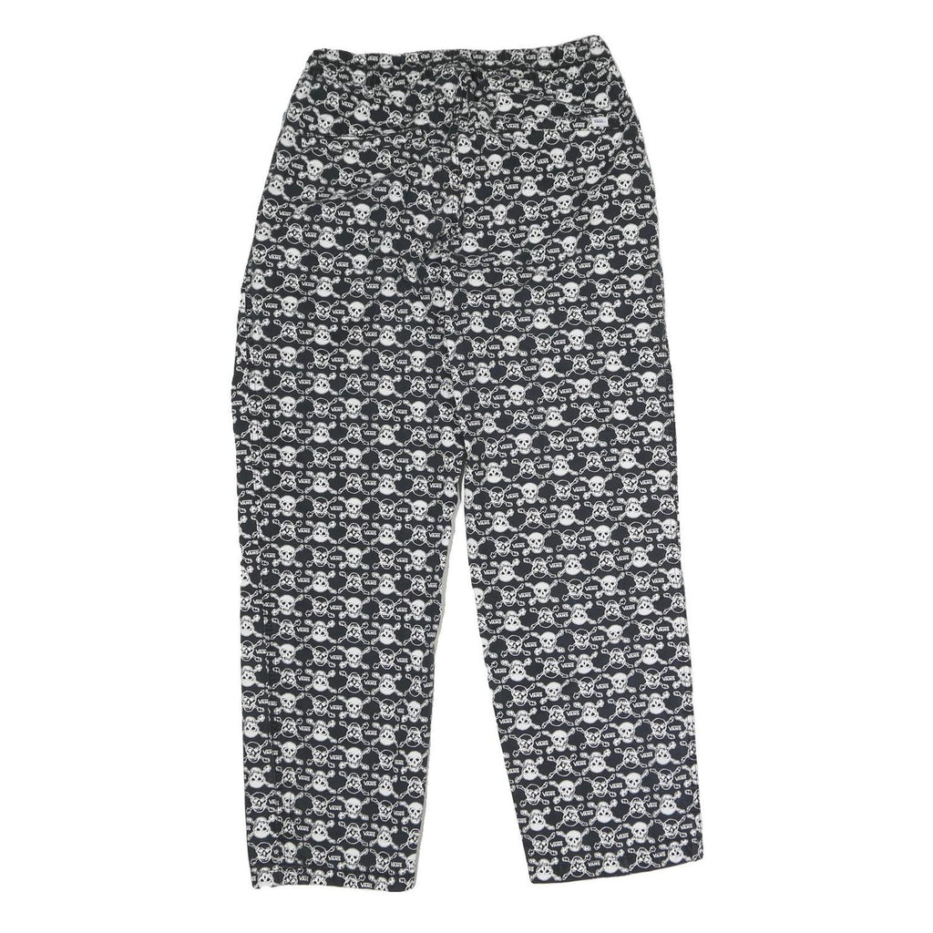VANS Womens Cotton Blend Black & White Skull Logo Regular Fit Straight Trousers