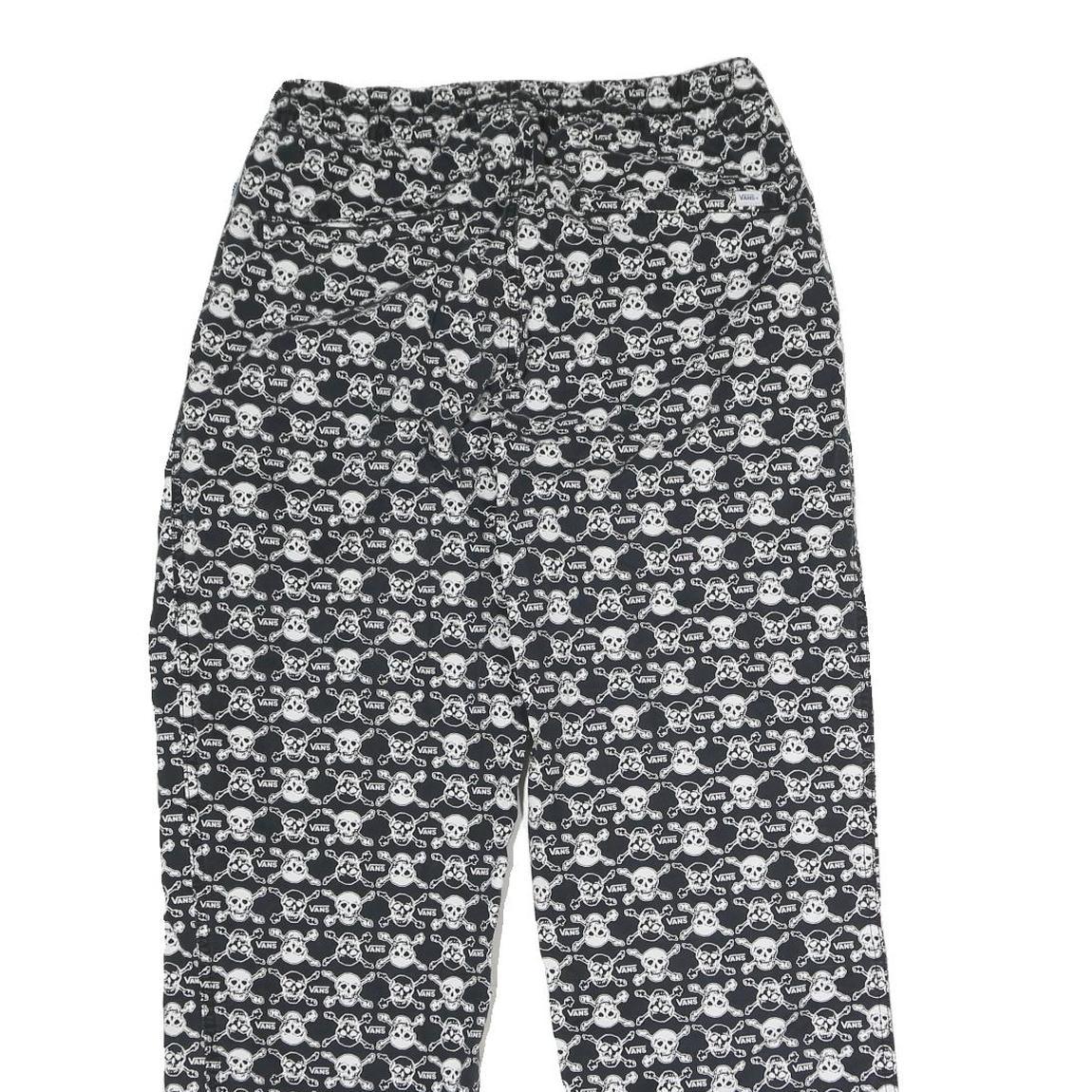 VANS Womens Cotton Blend Black & White Skull Logo Regular Fit Straight Trousers