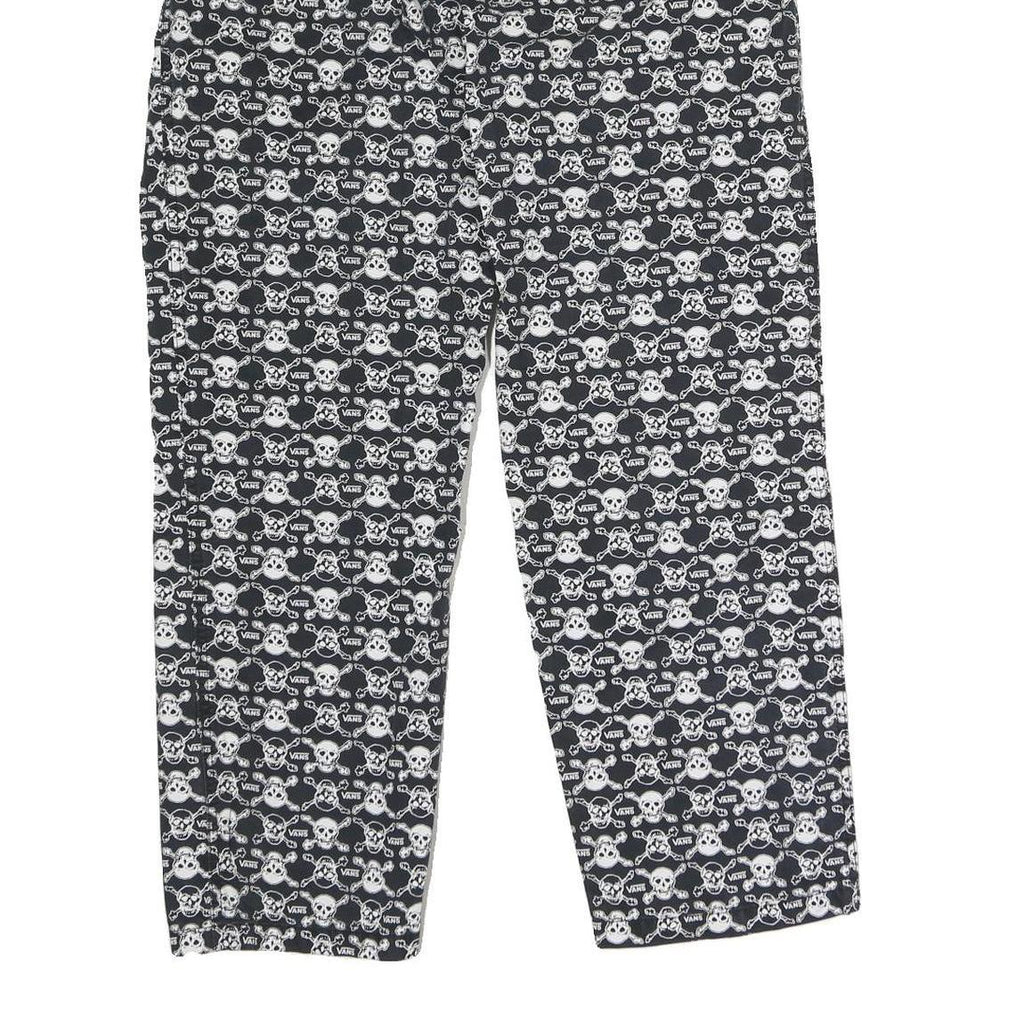 VANS Womens Cotton Blend Black & White Skull Logo Regular Fit Straight Trousers