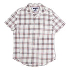 TOMMY HILFIGER Mens White & Navy Check Shirt L Short Sleeve Cotton Casual