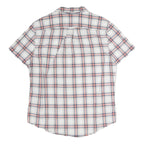 TOMMY HILFIGER Mens White & Navy Check Shirt L Short Sleeve Cotton Casual