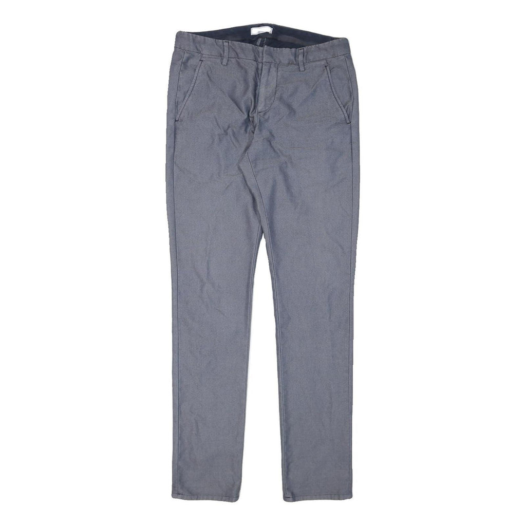 DUNLOP Mens Cotton Blend Slim Grey Trousers W30 L32 Zip Casual Slim Fit