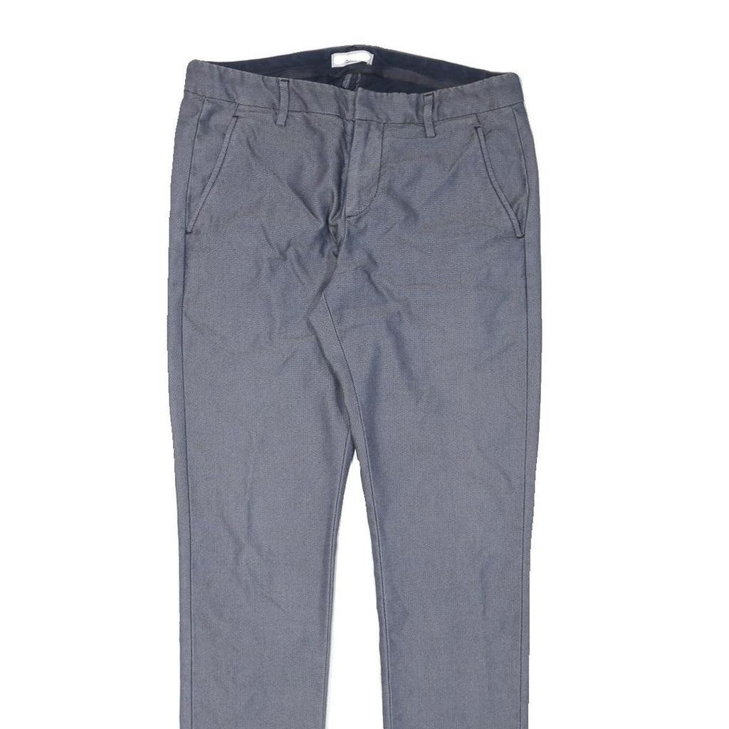 DUNLOP Mens Cotton Blend Slim Grey Trousers W30 L32 Zip Casual Slim Fit