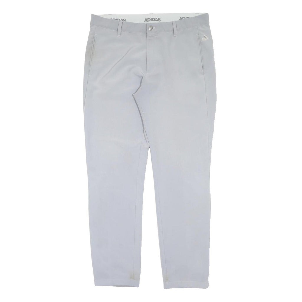 ADIDAS Womens Regular Grey Polyester Blend Trousers W34 L32 Zip Closure