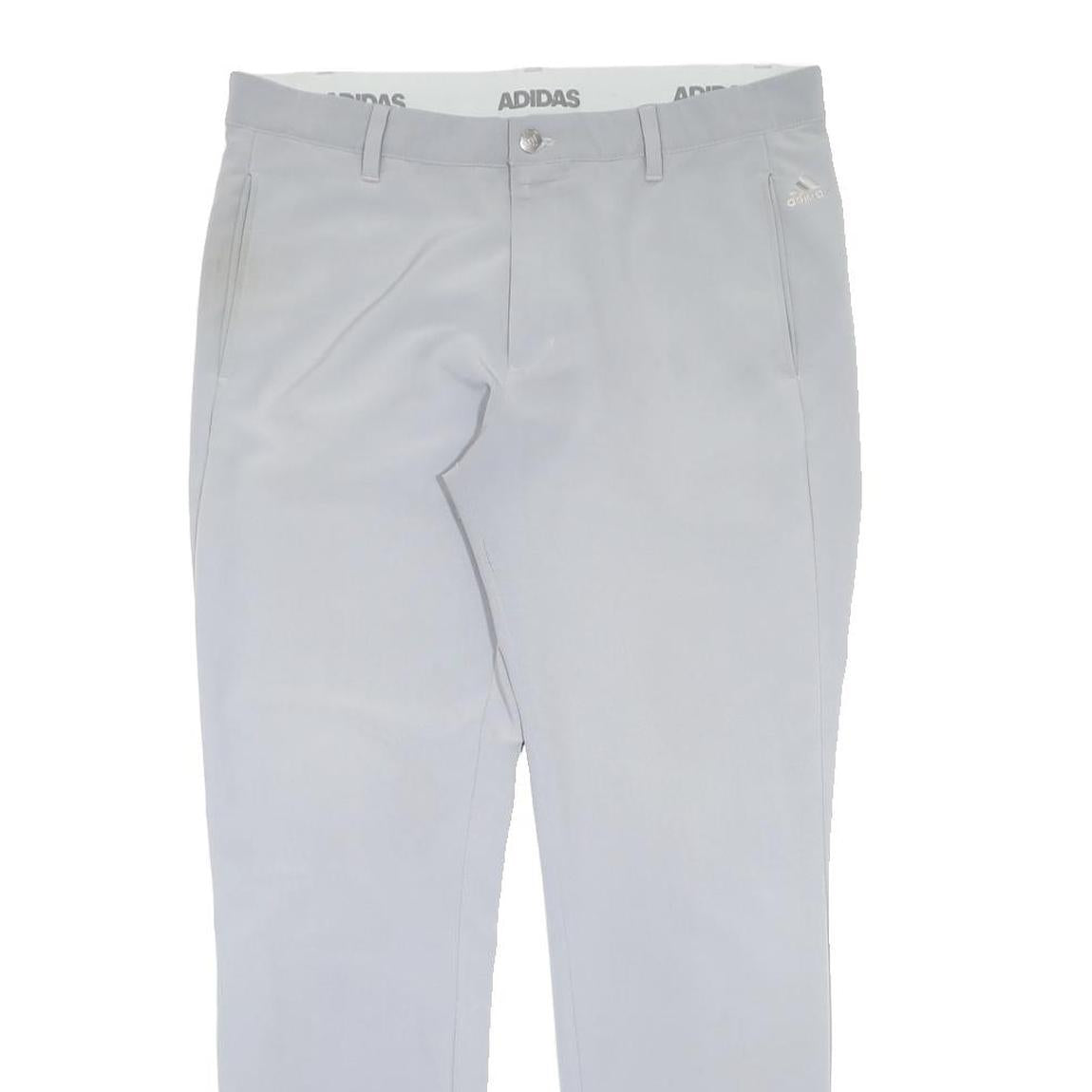 ADIDAS Womens Regular Grey Polyester Blend Trousers W34 L32 Zip Closure