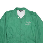 WINDIES Mens Green Button Synthetic Jacket L Plain Lightweight Outerwear