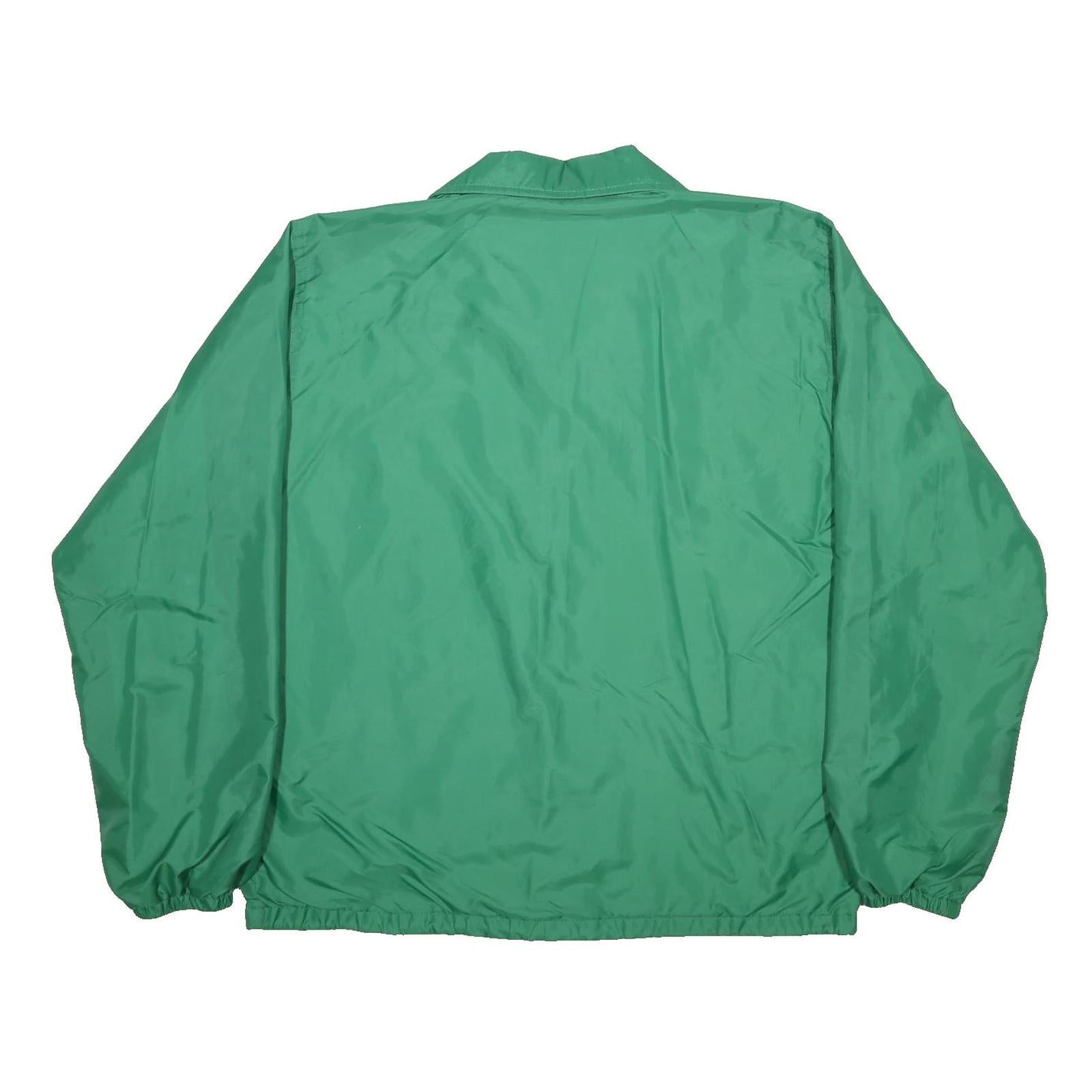 WINDIES Mens Green Button Synthetic Jacket L Plain Lightweight Outerwear