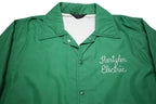 WINDIES Mens Green Button Synthetic Jacket L Plain Lightweight Outerwear