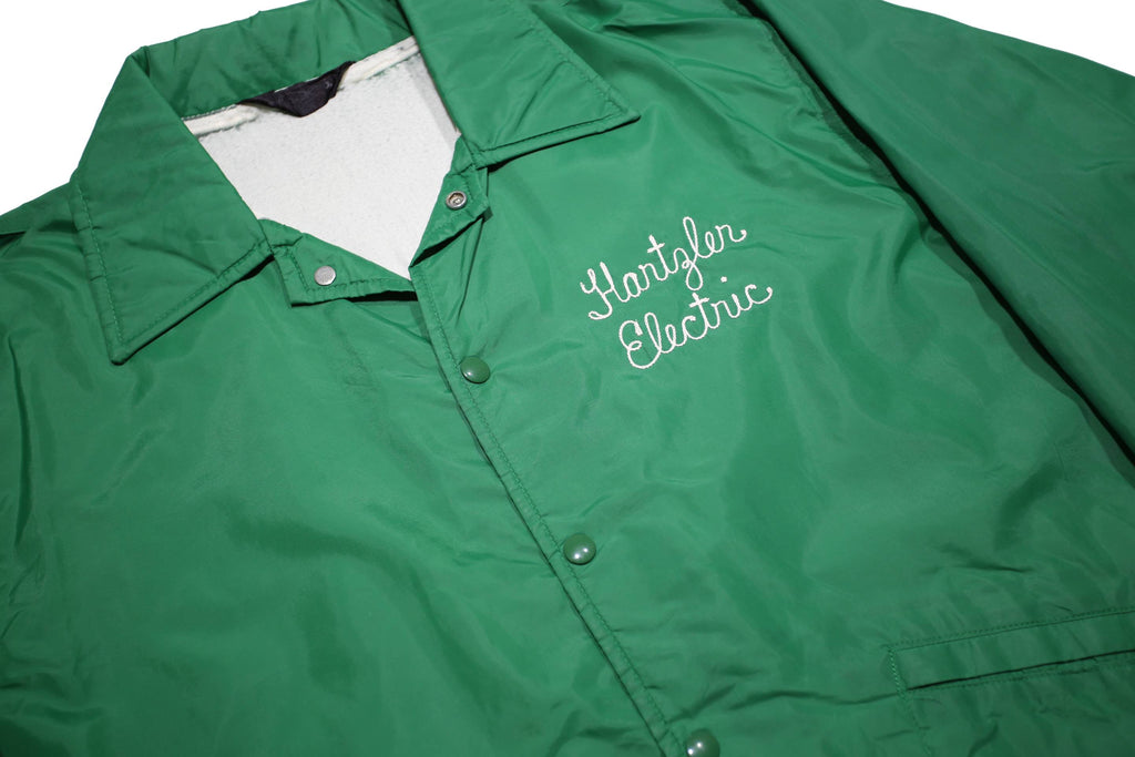 WINDIES Mens Green Button Synthetic Jacket L Plain Lightweight Outerwear