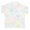 GLOVELLI Womens Printed Shirt White Collared Crazy Pattern S