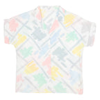 GLOVELLI Womens Printed Shirt White Collared Crazy Pattern S
