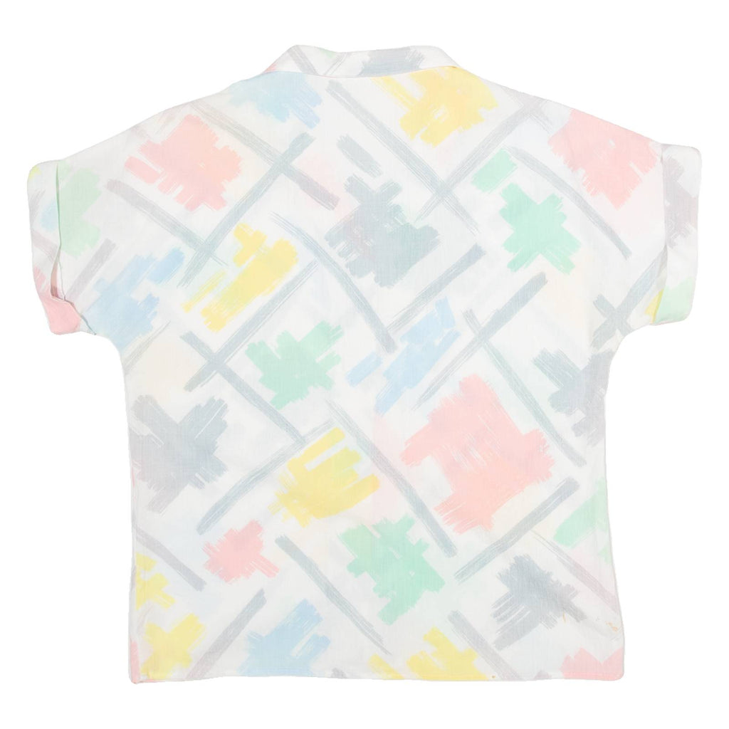 GLOVELLI Womens Printed Shirt White Collared Crazy Pattern S