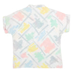 GLOVELLI Womens Printed Shirt White Collared Crazy Pattern S