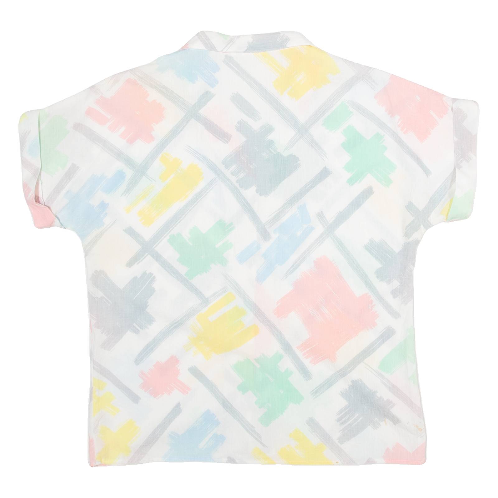 GLOVELLI Womens Printed Shirt White Collared Crazy Pattern S