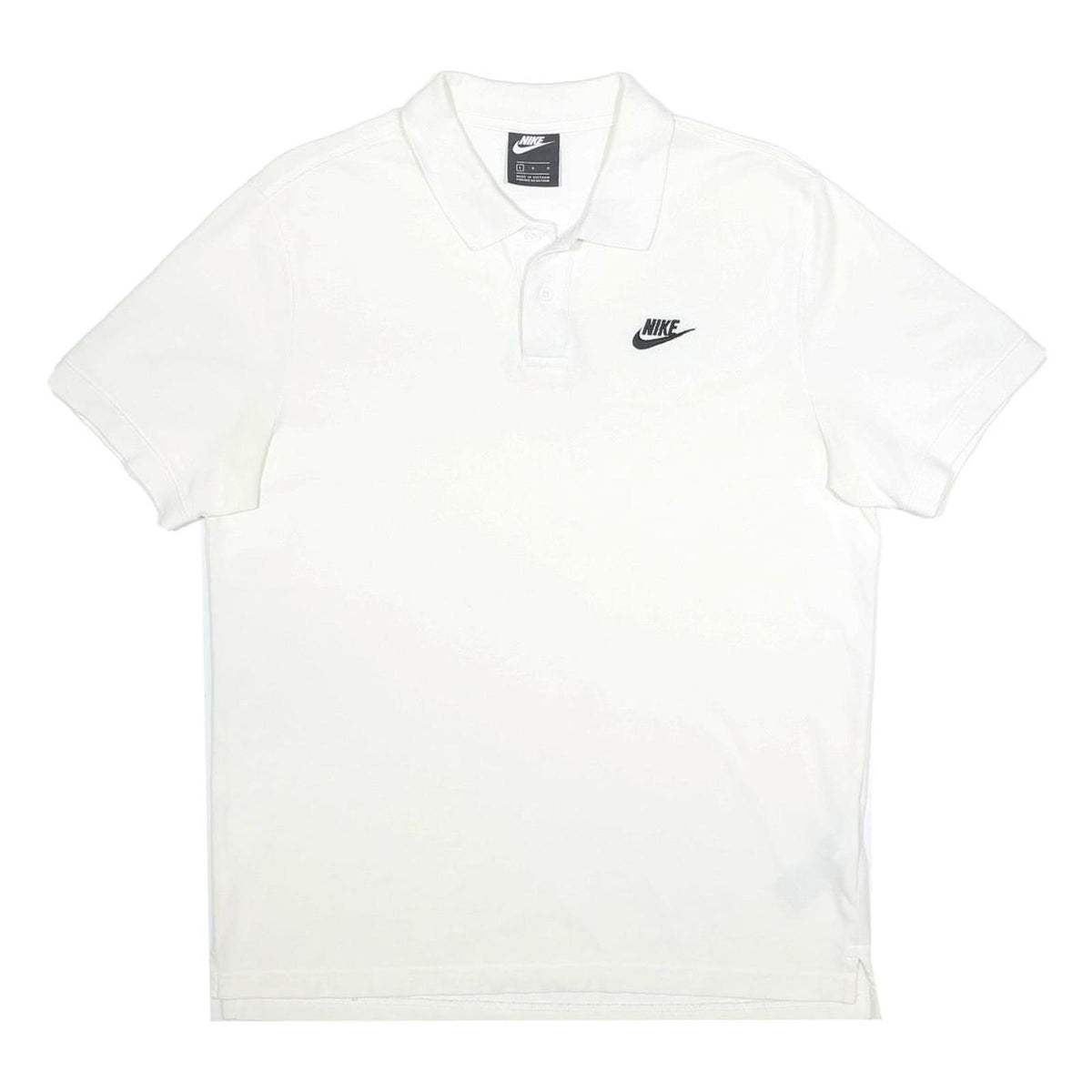 NIKE Mens White Short Sleeve Plain L Polo Shirt Cotton Sportswear