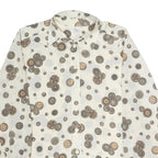DELMOD Womens Cream Printed Shirt Long Sleeve Button Neck M Vintage Style