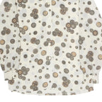 DELMOD Womens Cream Printed Shirt Long Sleeve Button Neck M Vintage Style