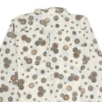 DELMOD Womens Cream Printed Shirt Long Sleeve Button Neck M Vintage Style