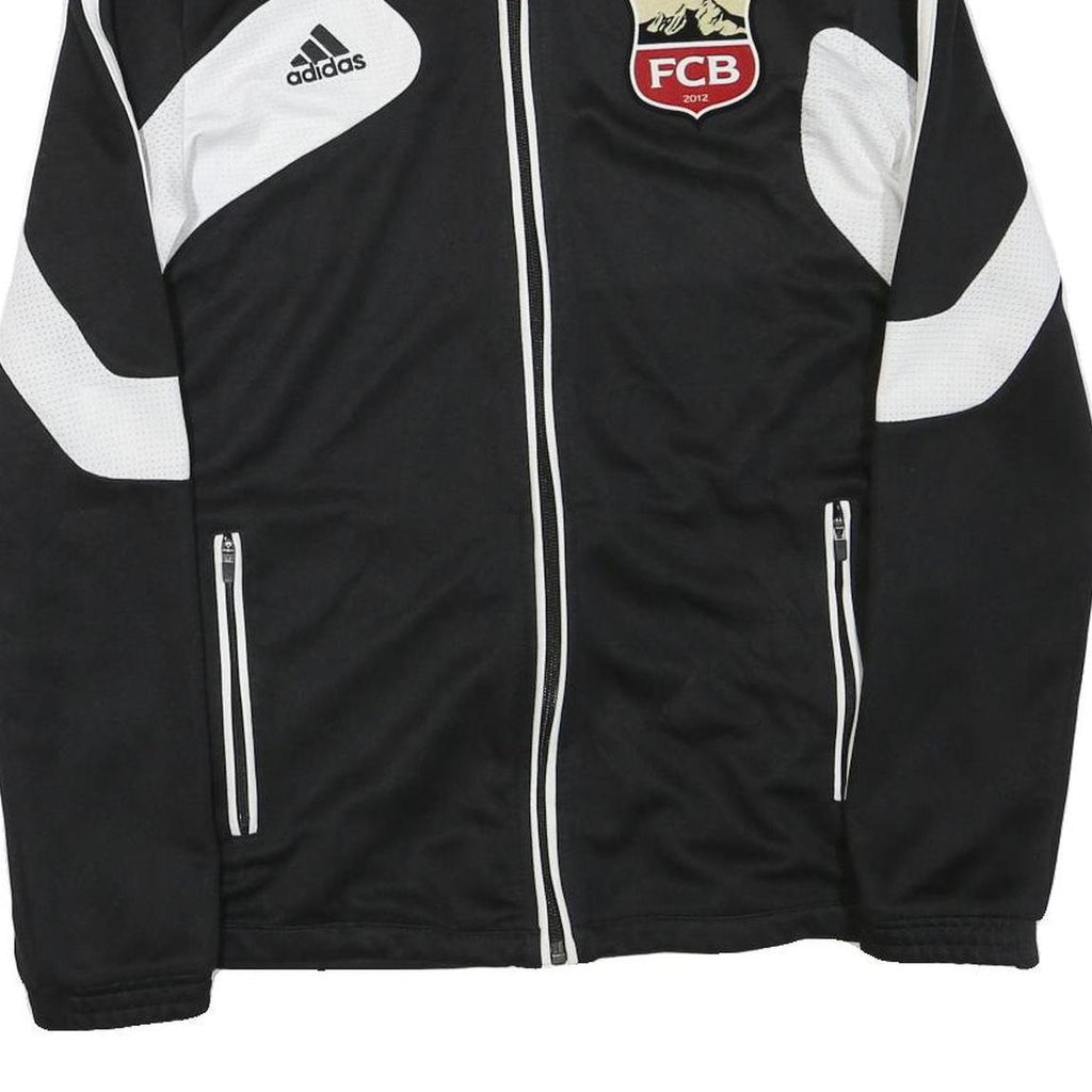 ADIDAS Mens Black & White FCB Football Jacket M Polyester Blend Zip Sportswear