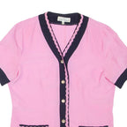 CAROLINA PEDRONI Womens Blouse Pink V-Neck M
