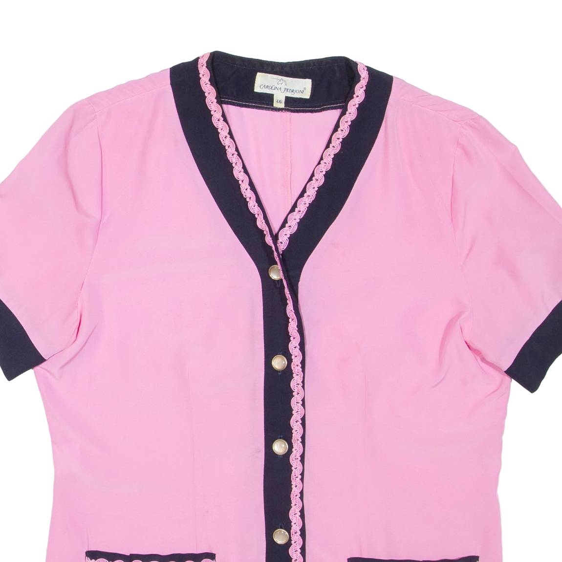 CAROLINA PEDRONI Womens Blouse Pink V-Neck M