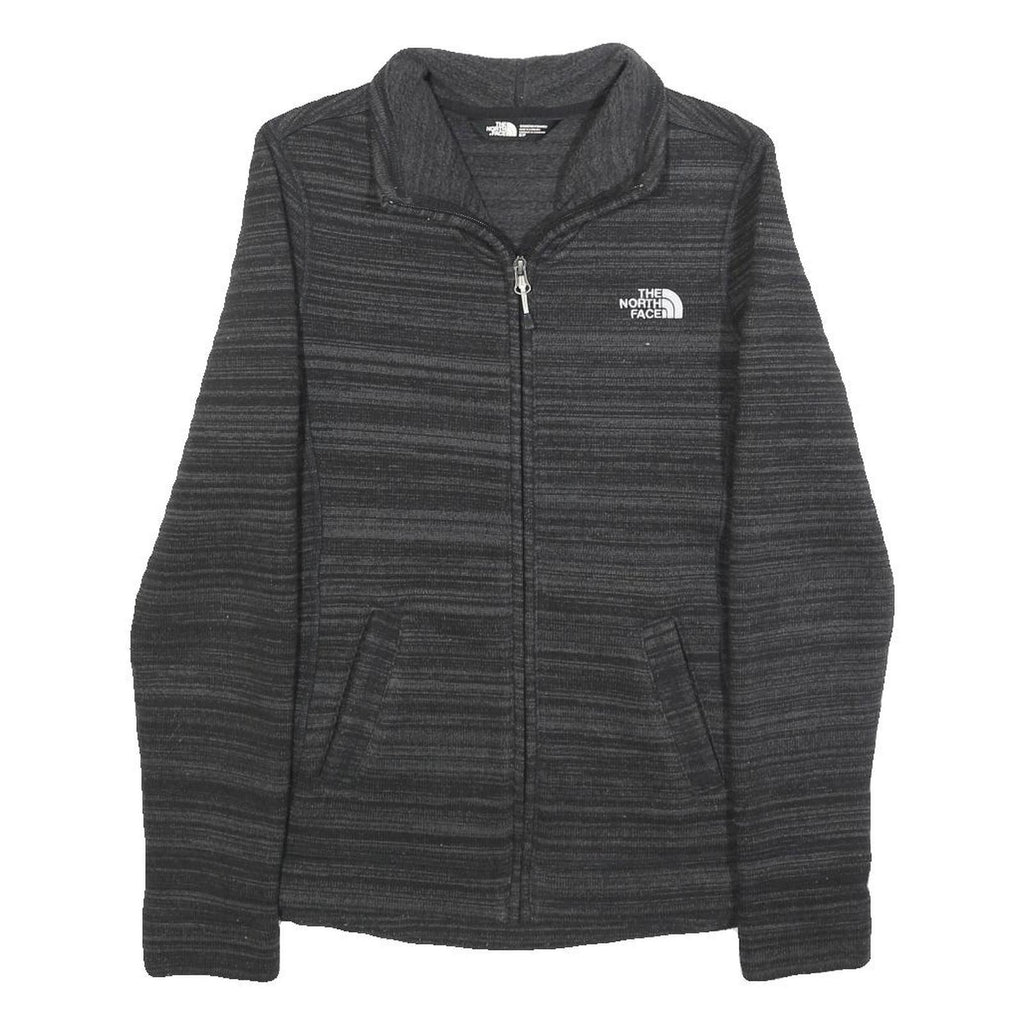 THE NORTH FACE Womens Black Slim Polyester Zip Jacket S Striped Outdoor