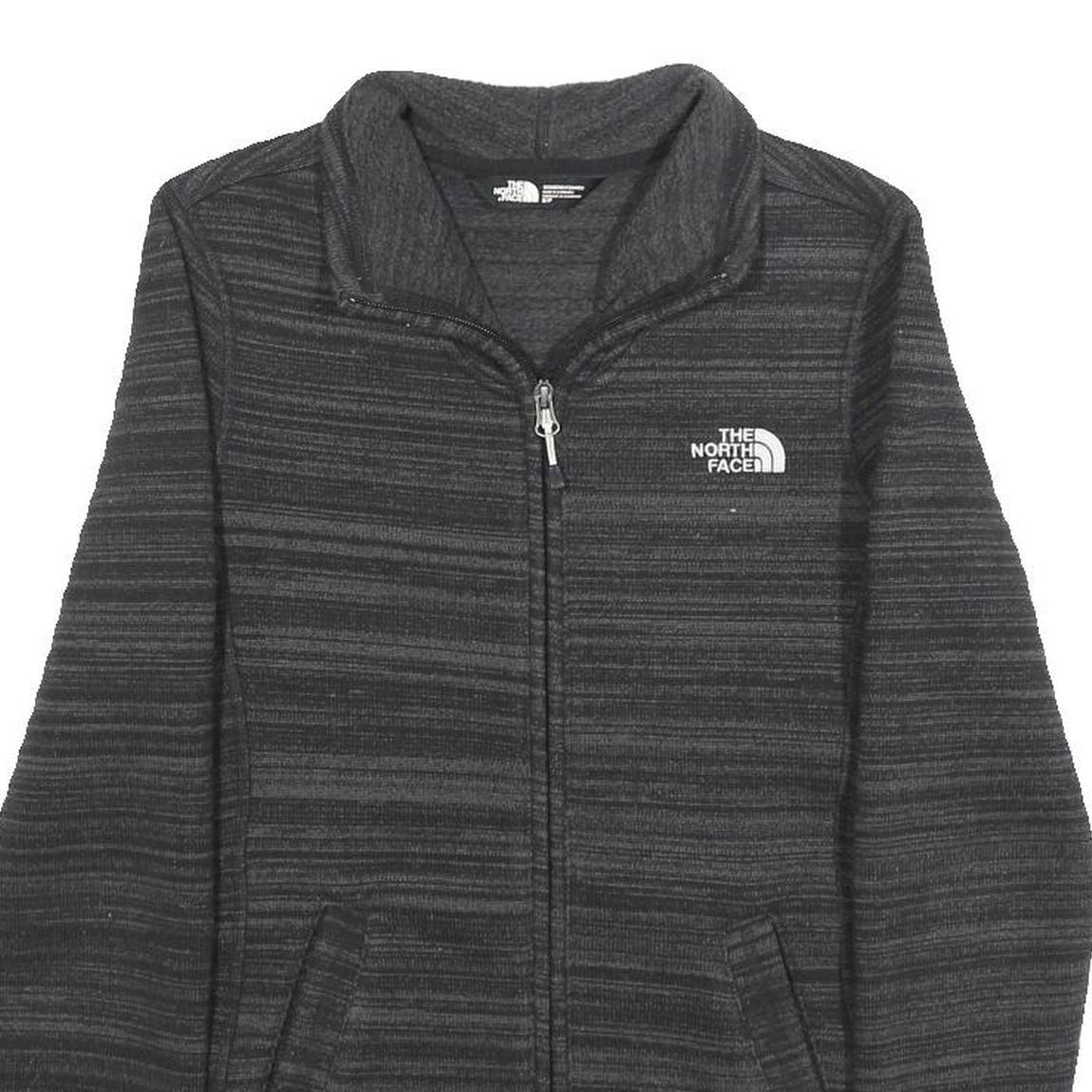 THE NORTH FACE Womens Black Slim Polyester Zip Jacket S Striped Outdoor
