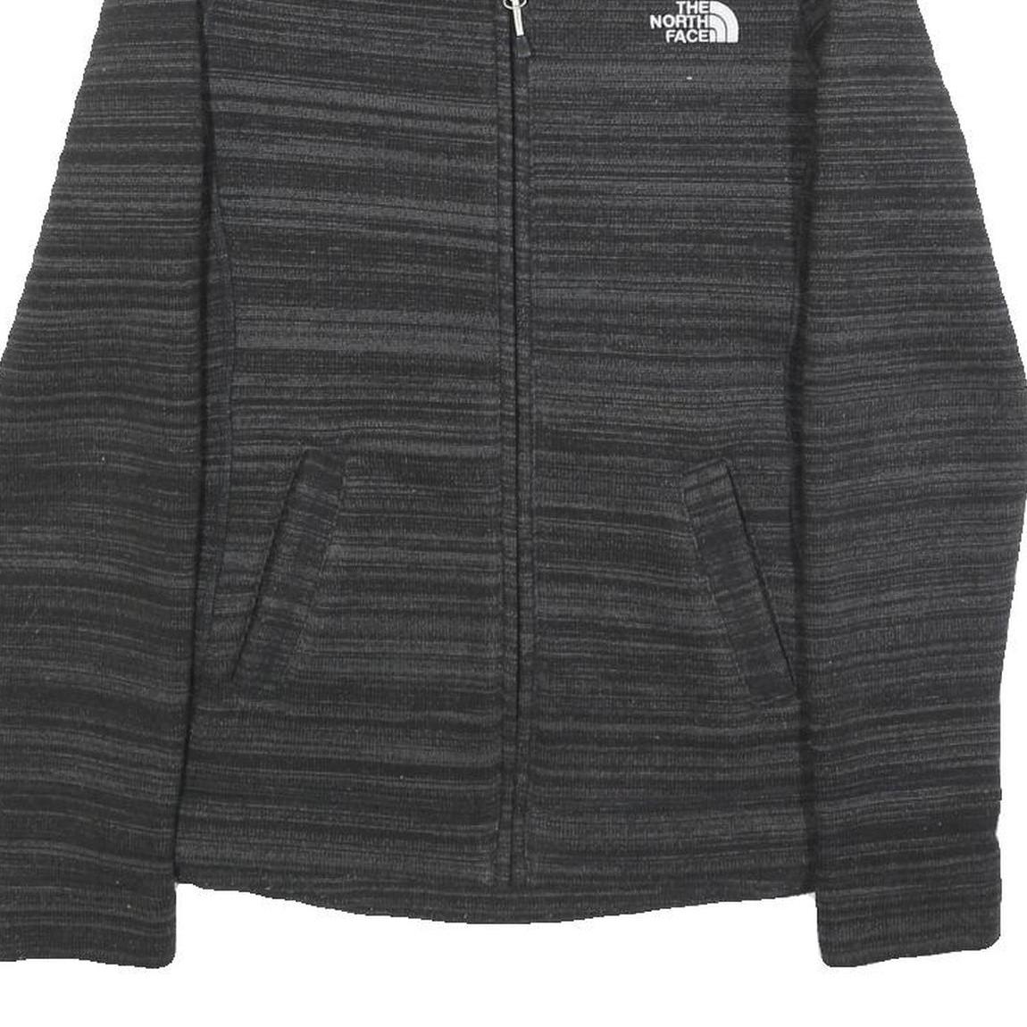THE NORTH FACE Womens Black Slim Polyester Zip Jacket S Striped Outdoor