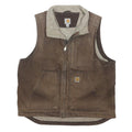 CARHARTT Mens Brown & Beige Sherpa Lined Vest Jacket L Cotton Blend Durable
