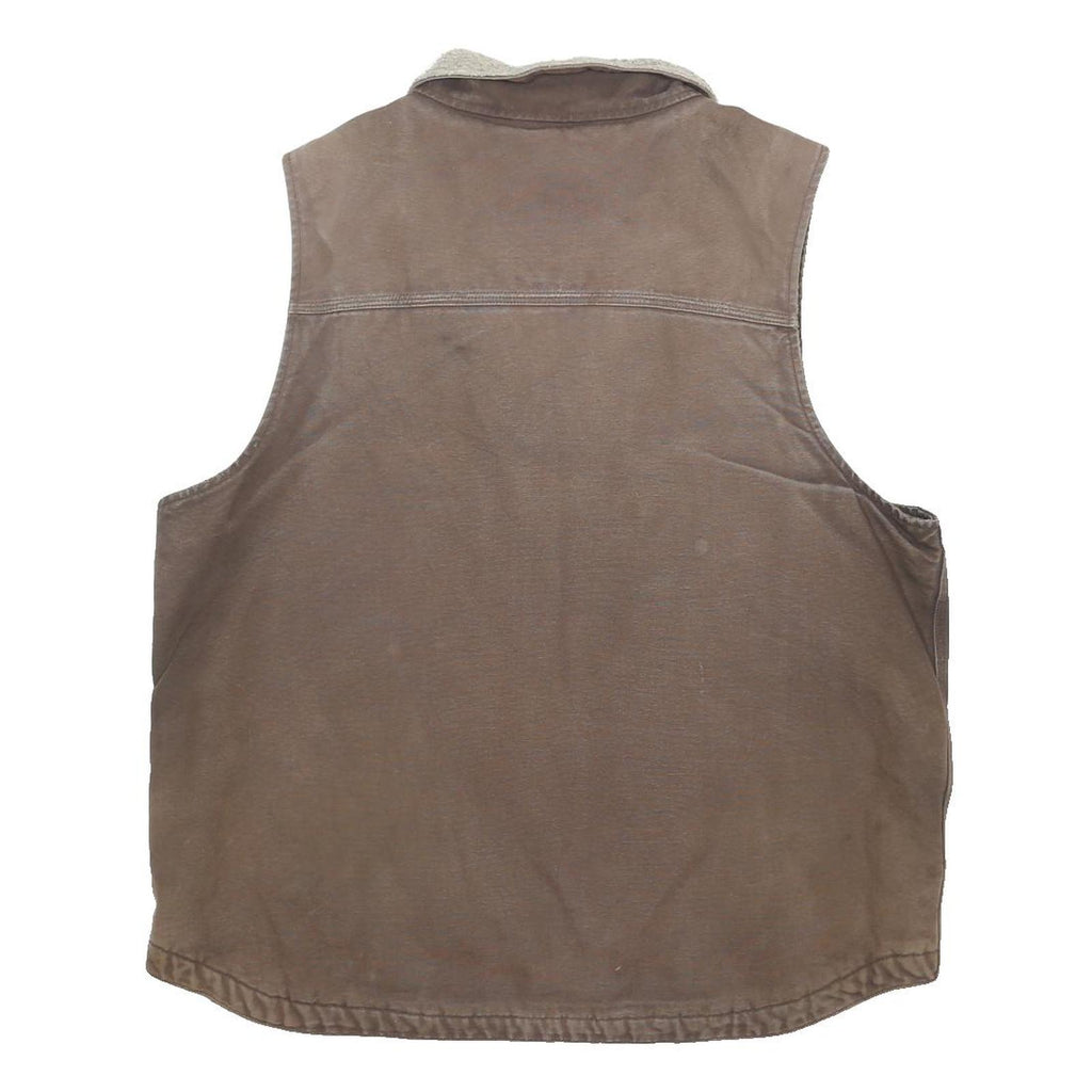 CARHARTT Mens Brown & Beige Sherpa Lined Vest Jacket L Cotton Blend Durable