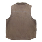 CARHARTT Mens Brown & Beige Sherpa Lined Vest Jacket L Cotton Blend Durable