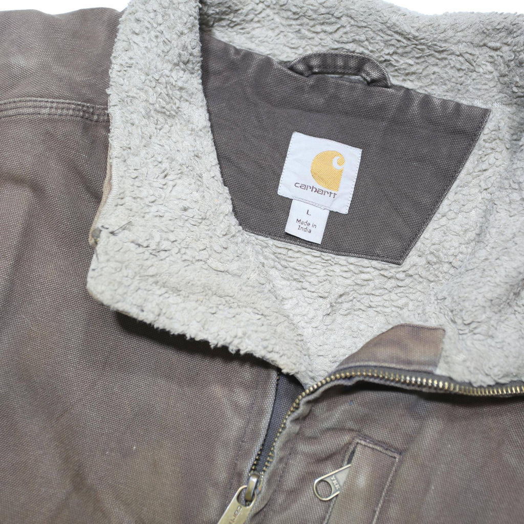 CARHARTT Mens Brown & Beige Sherpa Lined Vest Jacket L Cotton Blend Durable