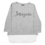 CANDA Womens Grey Jumper Plain Crew Neck Basic Knit S Fashion Casual Layered