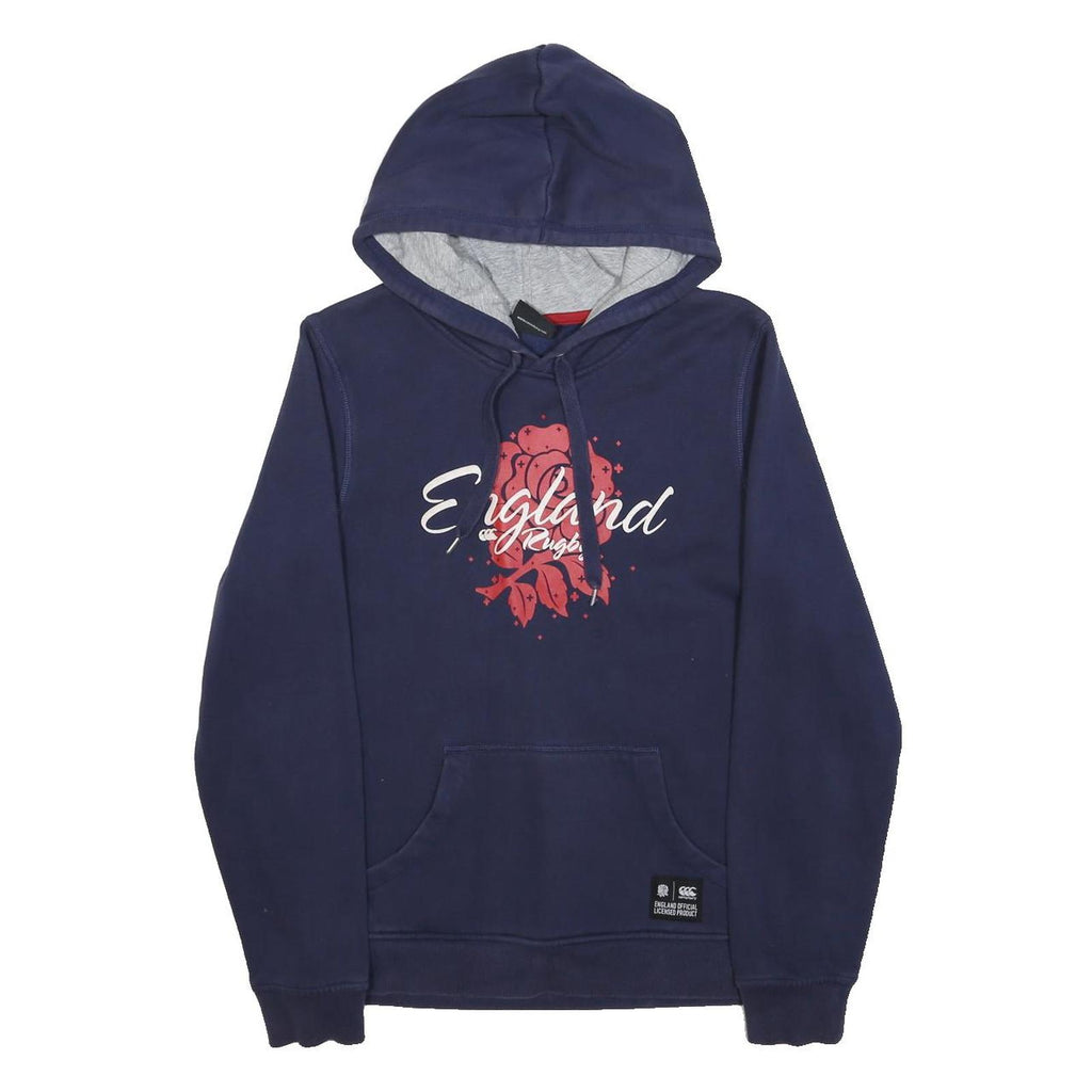 CANTERBURY Womens Navy England Rugby Hoodie UK 10 Cotton Blend Pullover