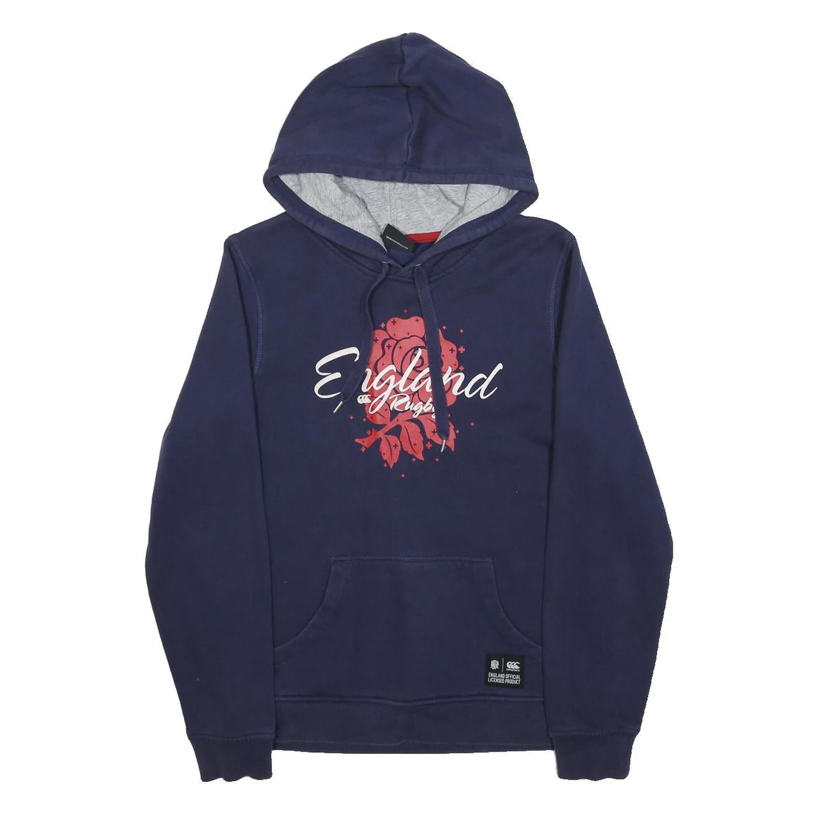 CANTERBURY Womens Navy England Rugby Hoodie UK 10 Cotton Blend Pullover